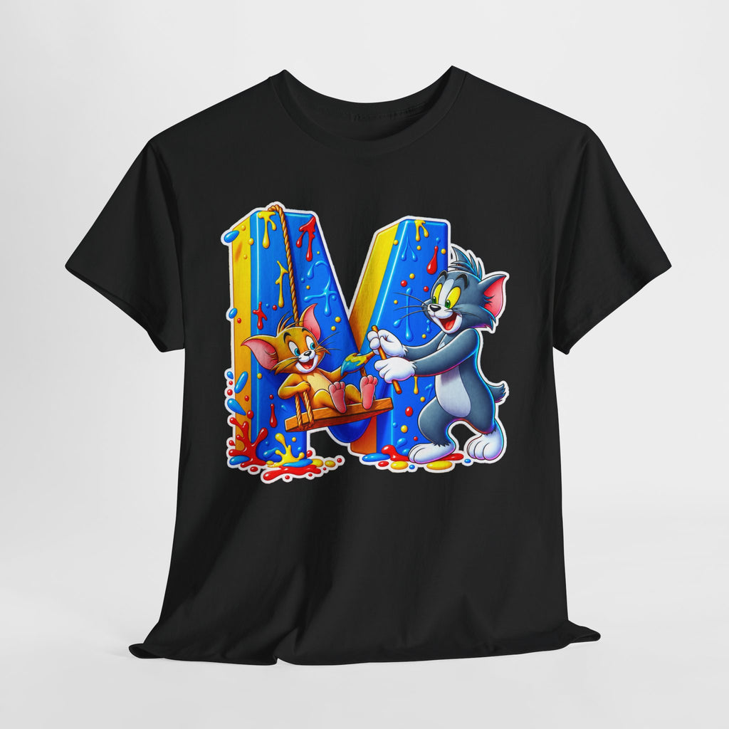 Tom & Jerry Letter M Cotton T-Shirt — Retro Cartoon Graphic Tee