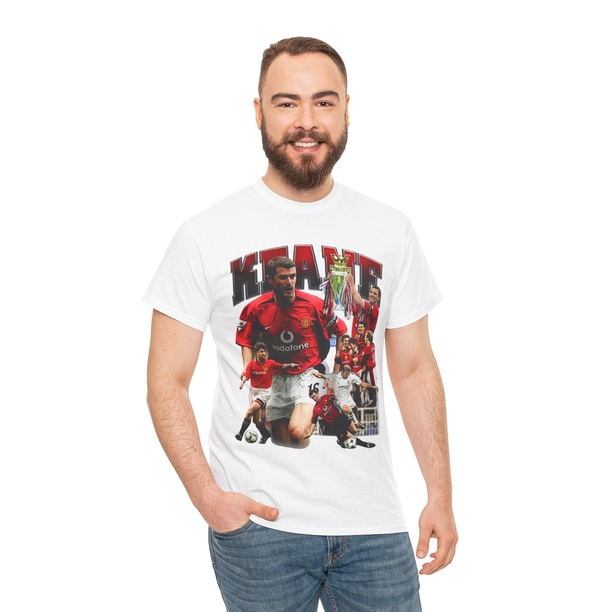 Roy Keane Football Legens Collage Tee — Retro Man United Tribute Shirt