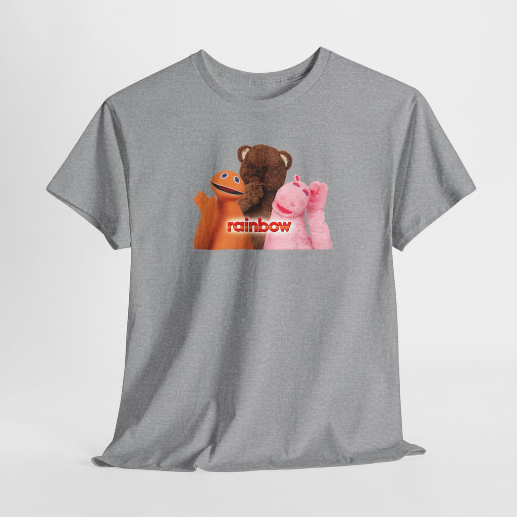 Rainbow Kids TV Zippy, George and Bungle Puppets T-Shirt — Cute Teddy & Hand Puppets Graphic Tee