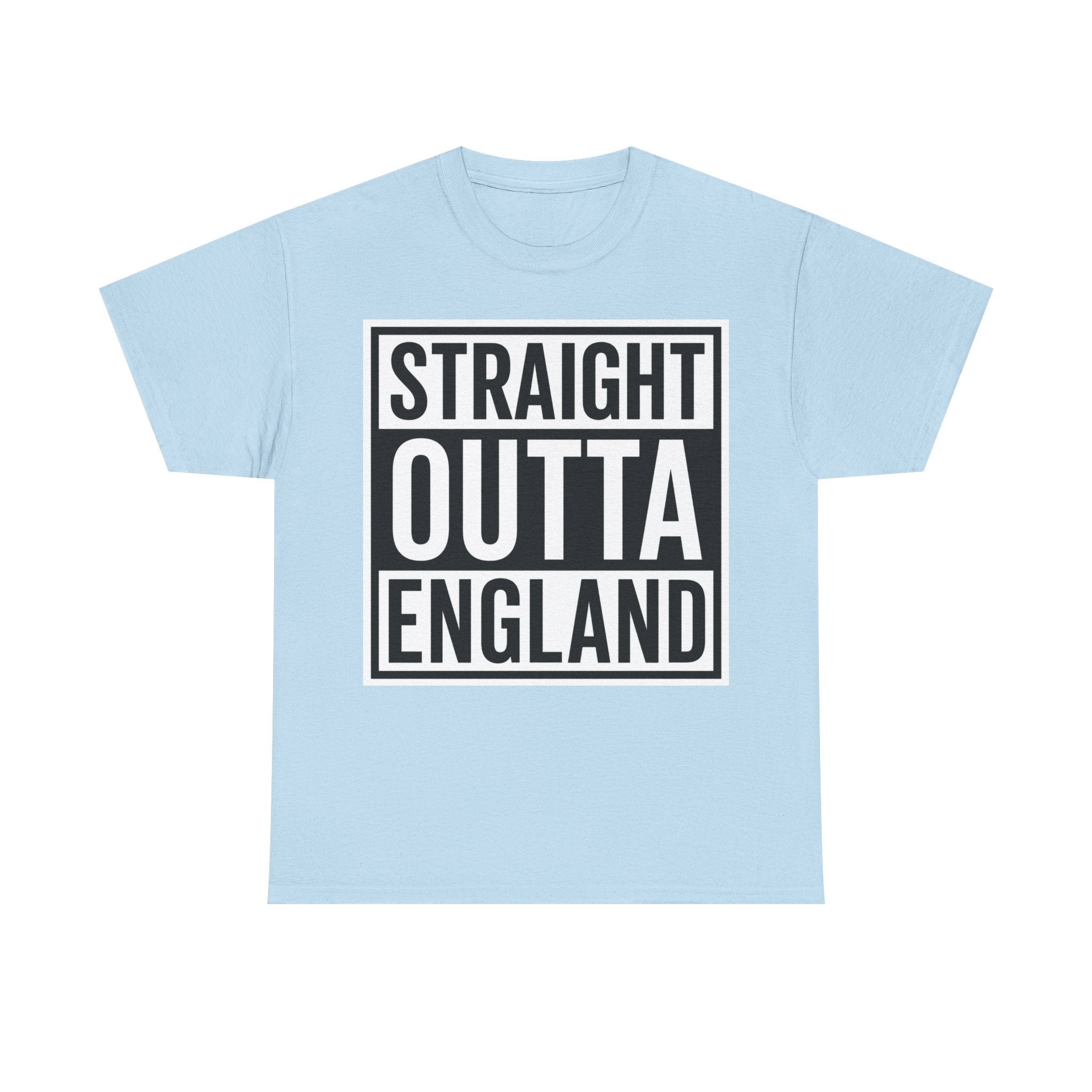 Straight Outta England T-Shirt — Bold Black Typography Tee for Brits & Expats