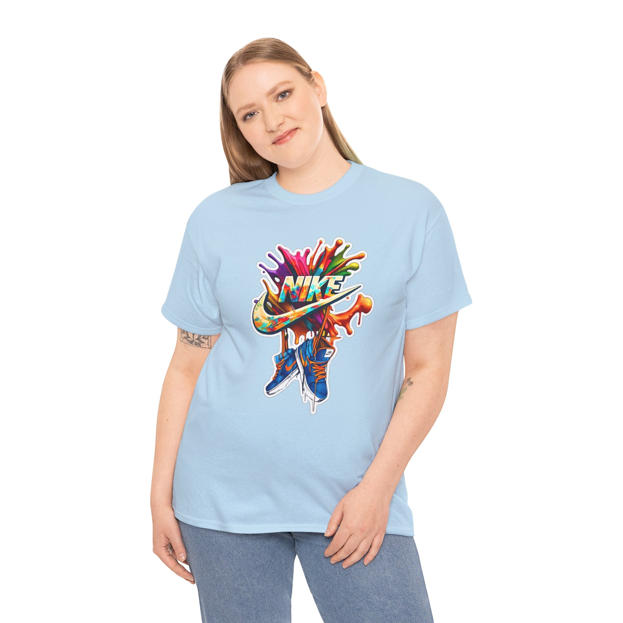Nike Inspired Splash Graphic Tee — Colorful Sneaker Streetwear T-Shirt