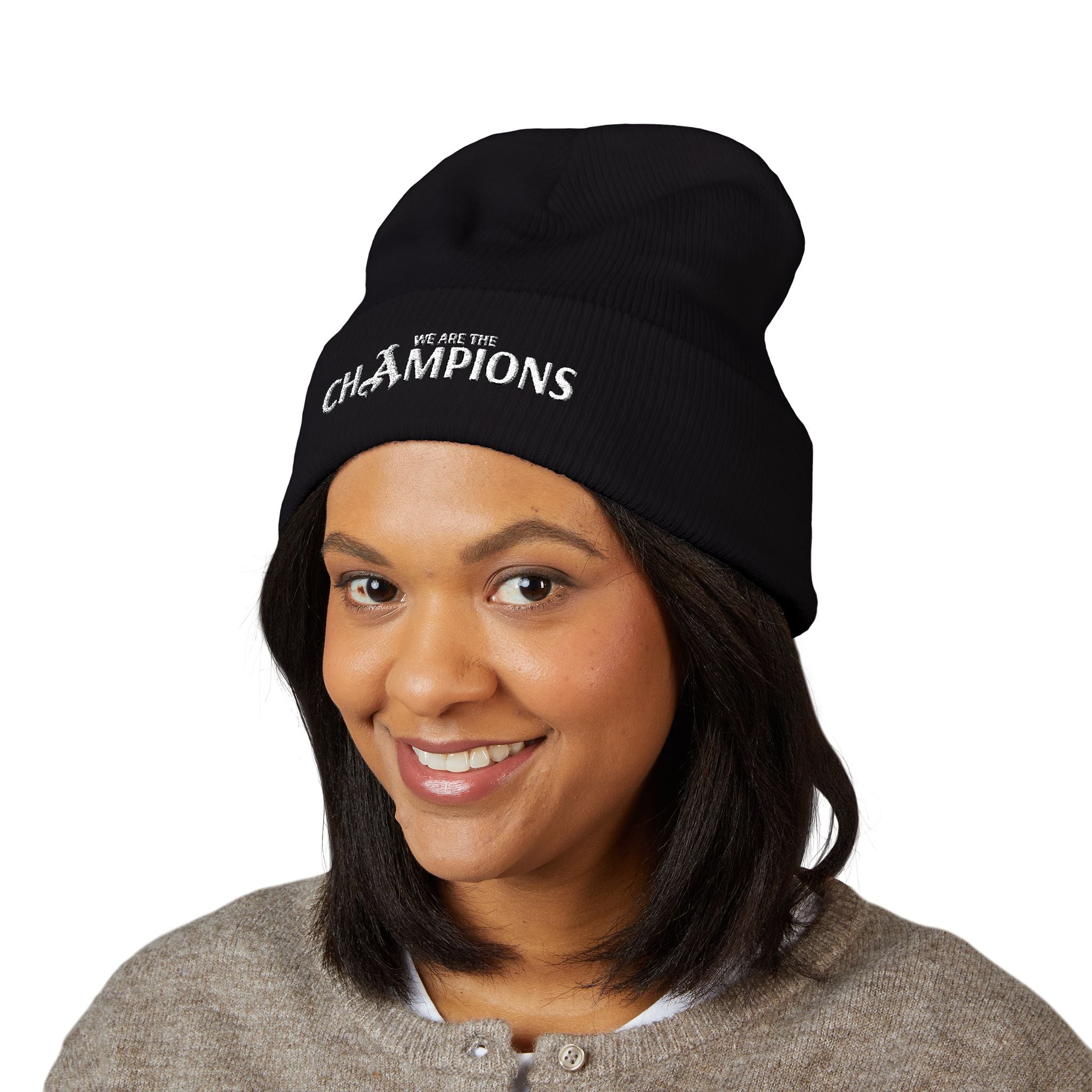 Arsenal Champions Embroidered Cuffed Beanie — 'We Are The Champions' Winter Knit Hat