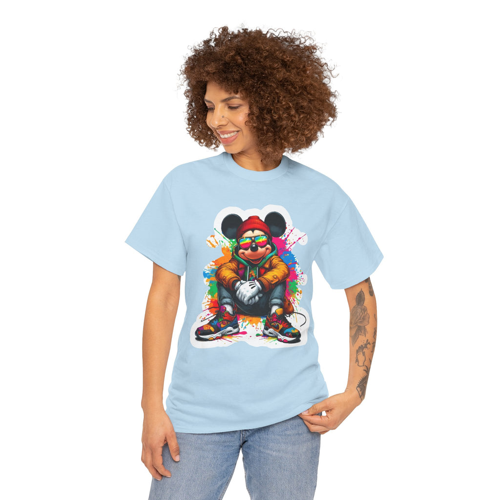 Streetwear Mouse Graphic Tee — Colorful Urban Hip-Hop Cartoon Shirt