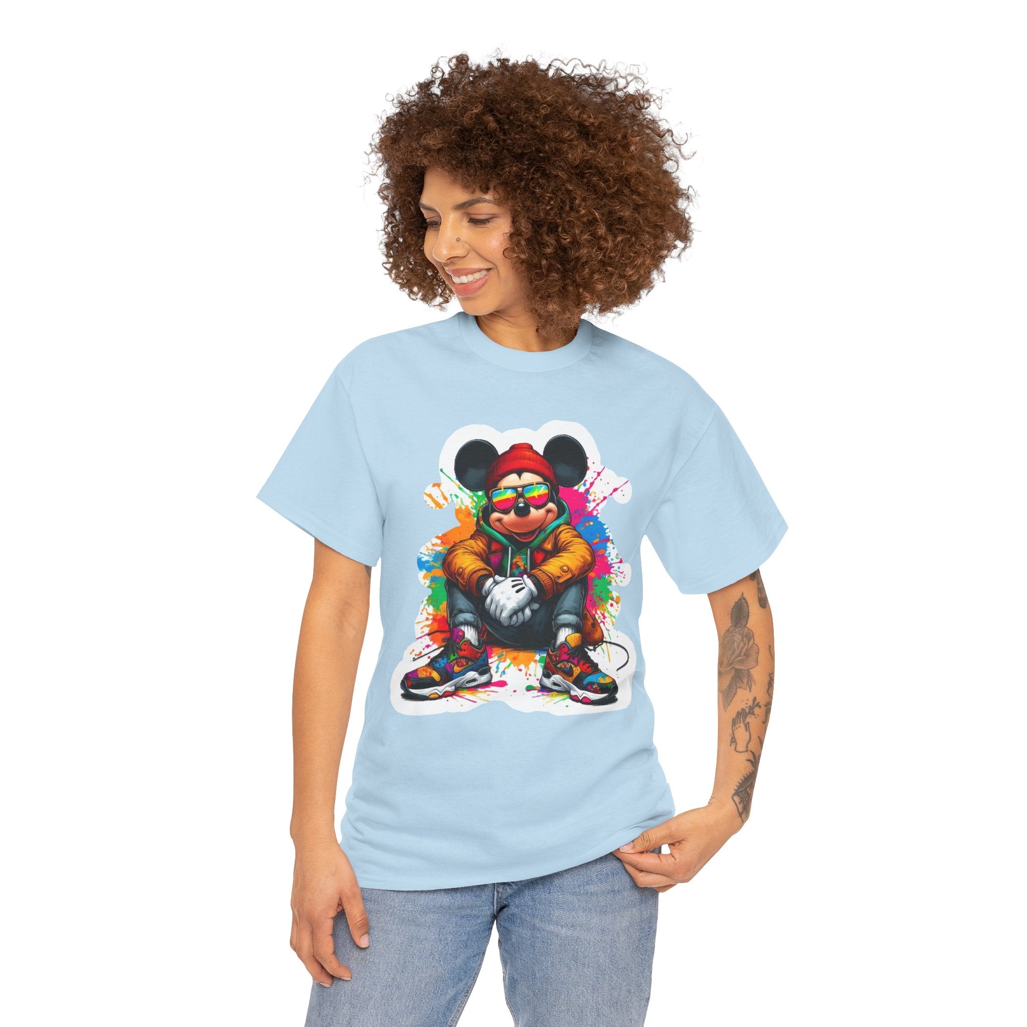 Streetwear Mouse Graphic Tee — Colorful Urban Hip-Hop Cartoon Shirt