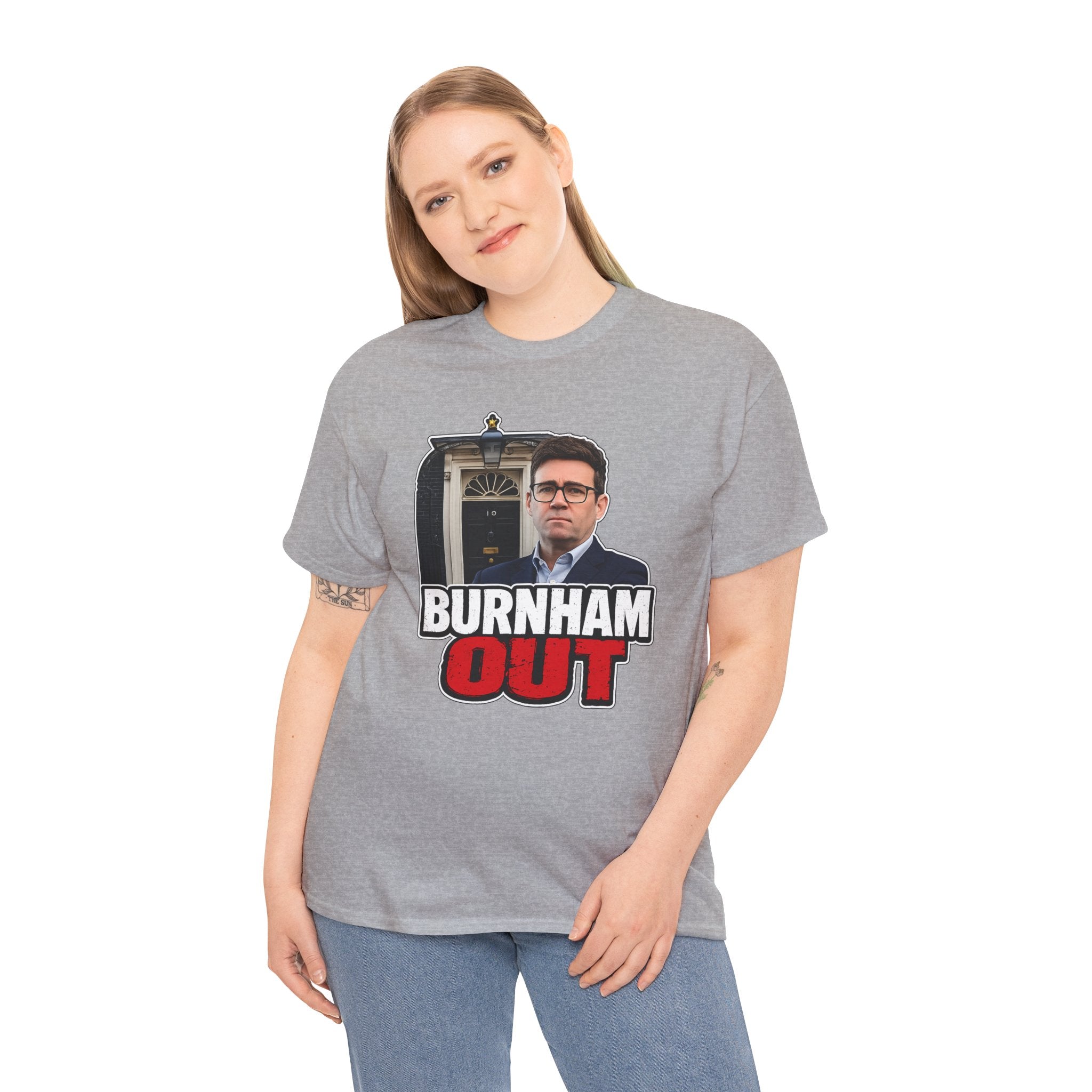 Andy Burnham Out Political Satire T‑Shirt — "Burnham Out" Protest Tee