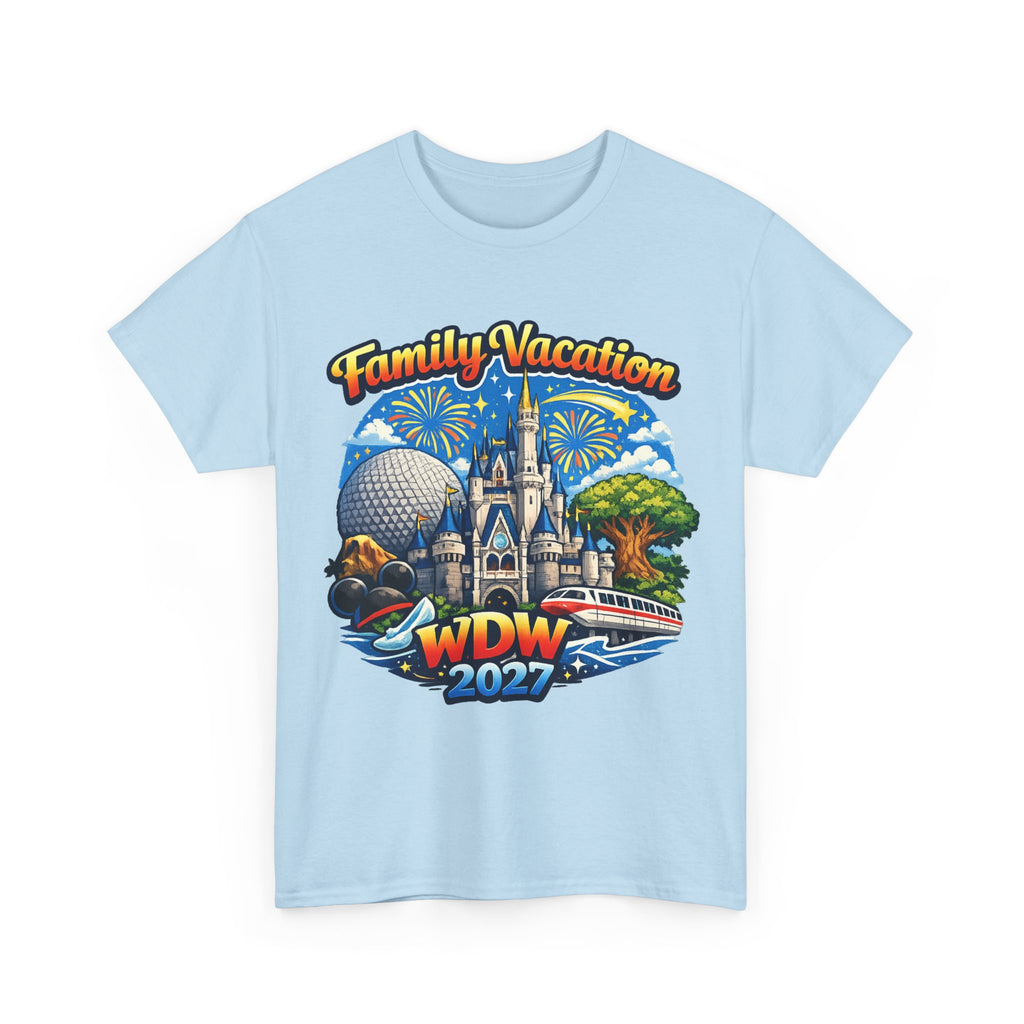 Family Vacation WDW 2027 T-Shirt – Disney Park Castle & Fireworks Vacation Tee