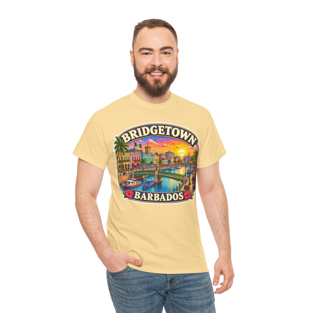 Bridgetown Barbados Vintage Sunset Tee — Caribbean Travel Souvenir T-Shirt