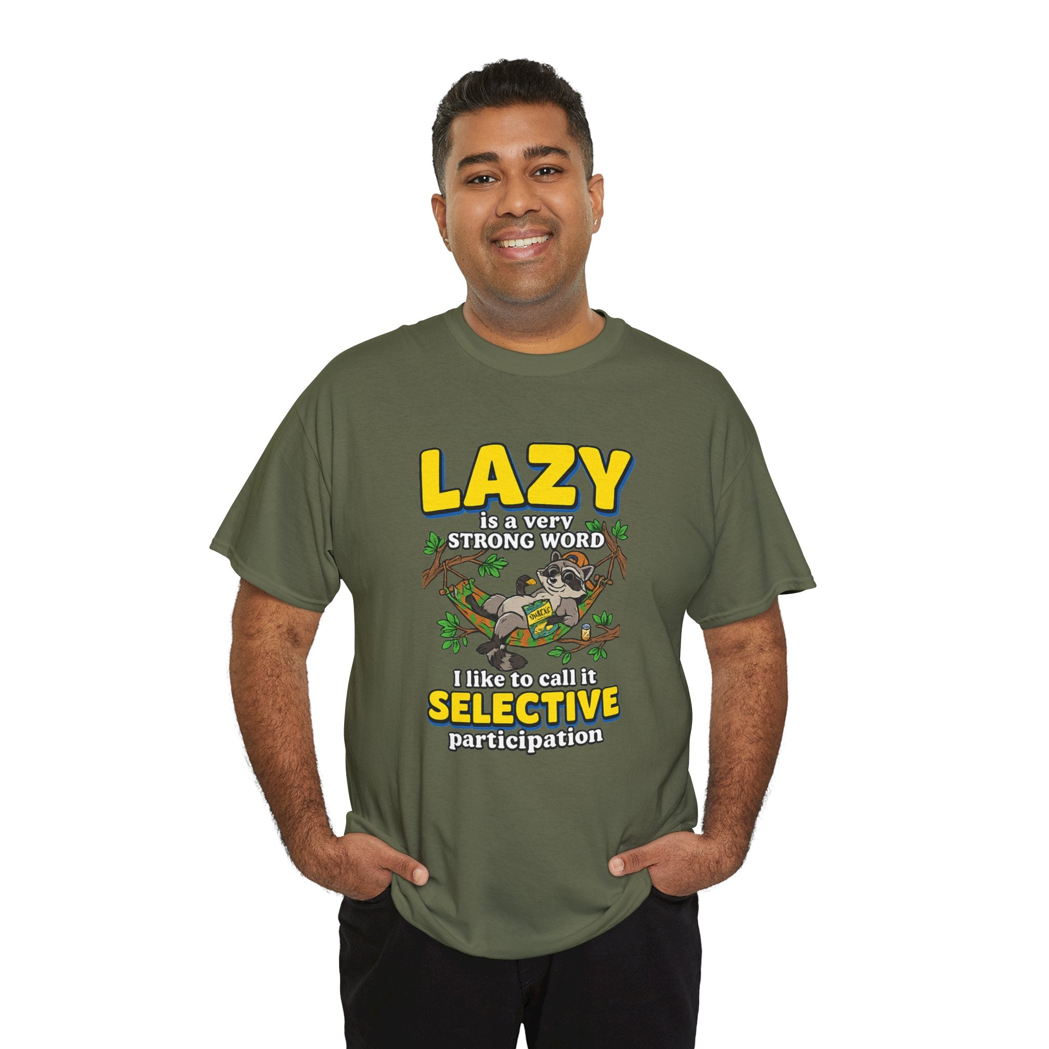 Lazy Is a Strong Word Tee — "Selective Participation" Funny Sloth T-Shirt