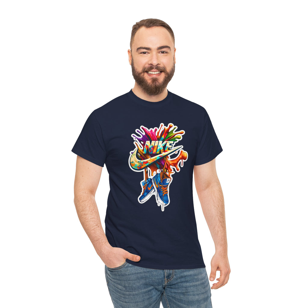 Nike Inspired Splash Graphic Tee — Colorful Sneaker Streetwear T-Shirt