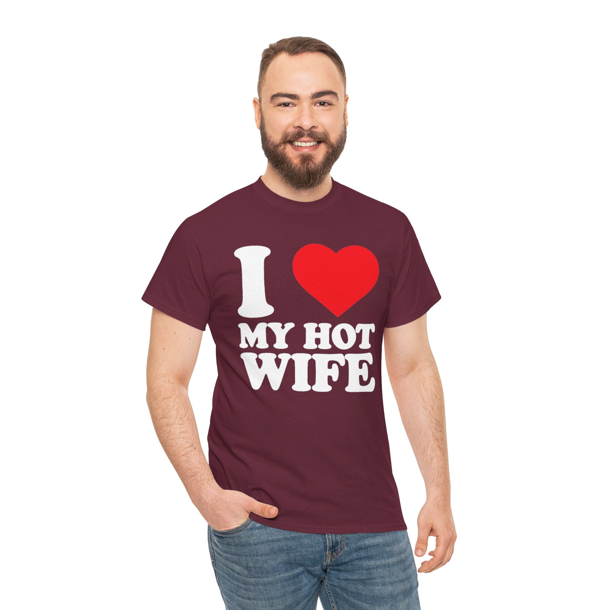 I  My Hot Wife T-Shirt - Funny Couples Tee, Romantic Gift for Husband or Wife