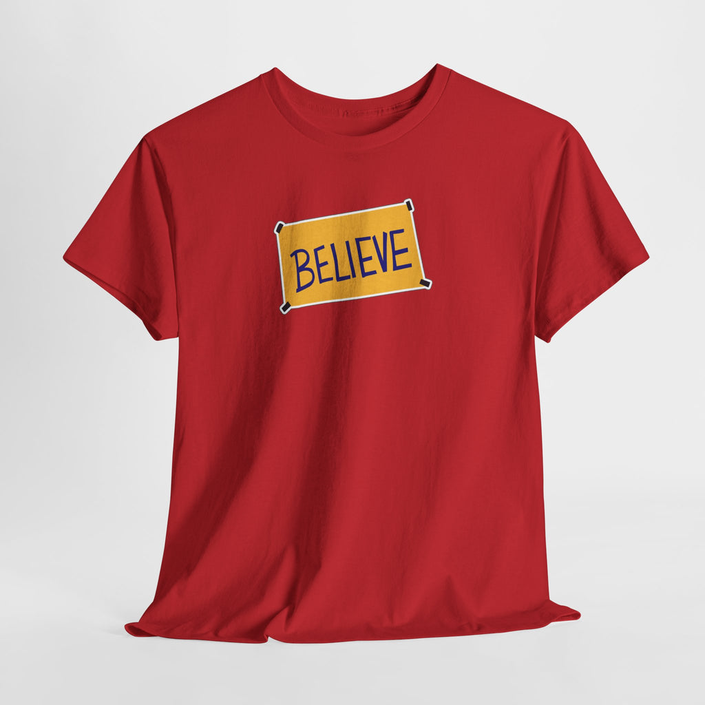 Ted Lasso Inspired Believe Graphic Tee — Inspirational Yellow Patch T-Shirt