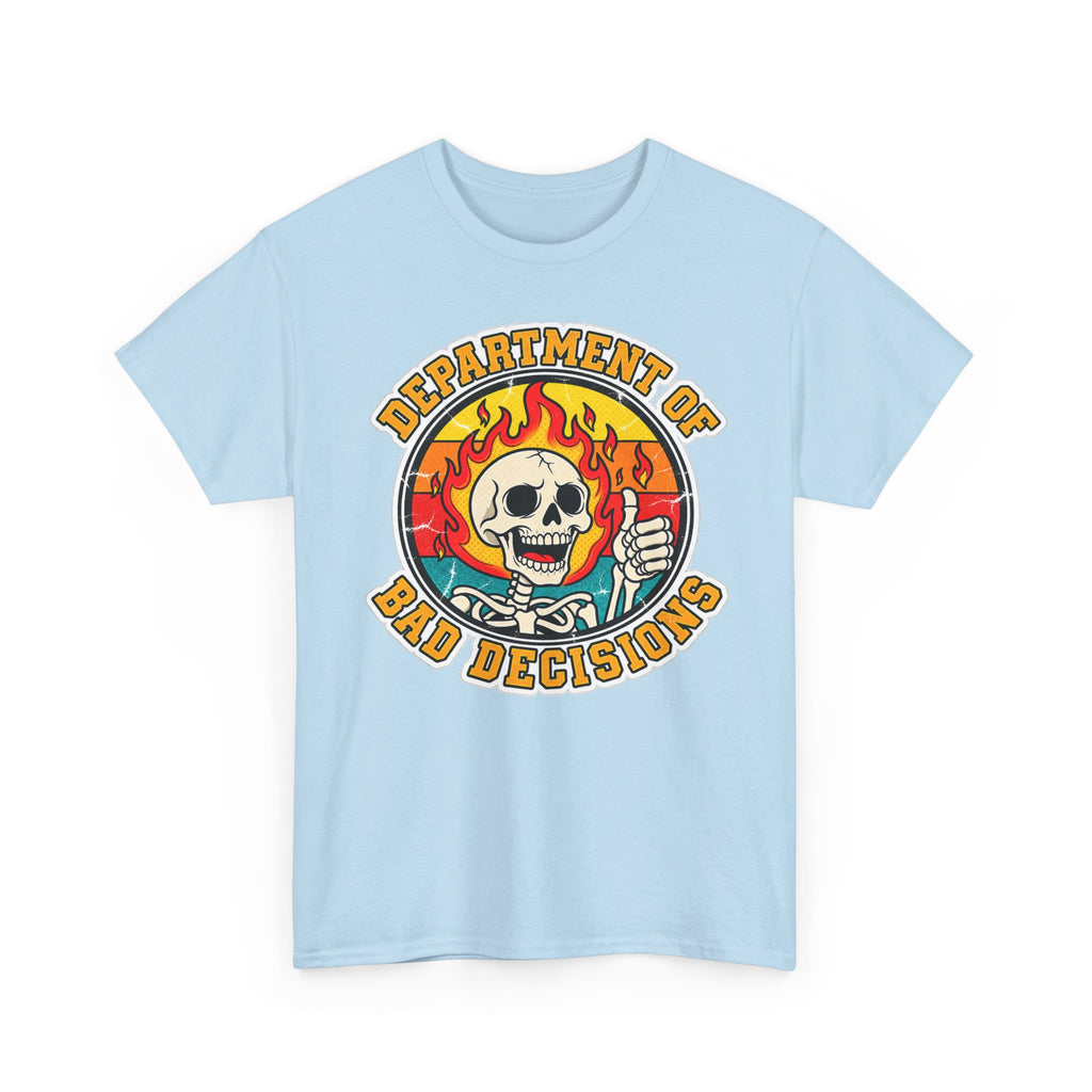 Department of Bad Decisions Skull T-Shirt — Retro Flaming Thumbs-Up Graphic Tee