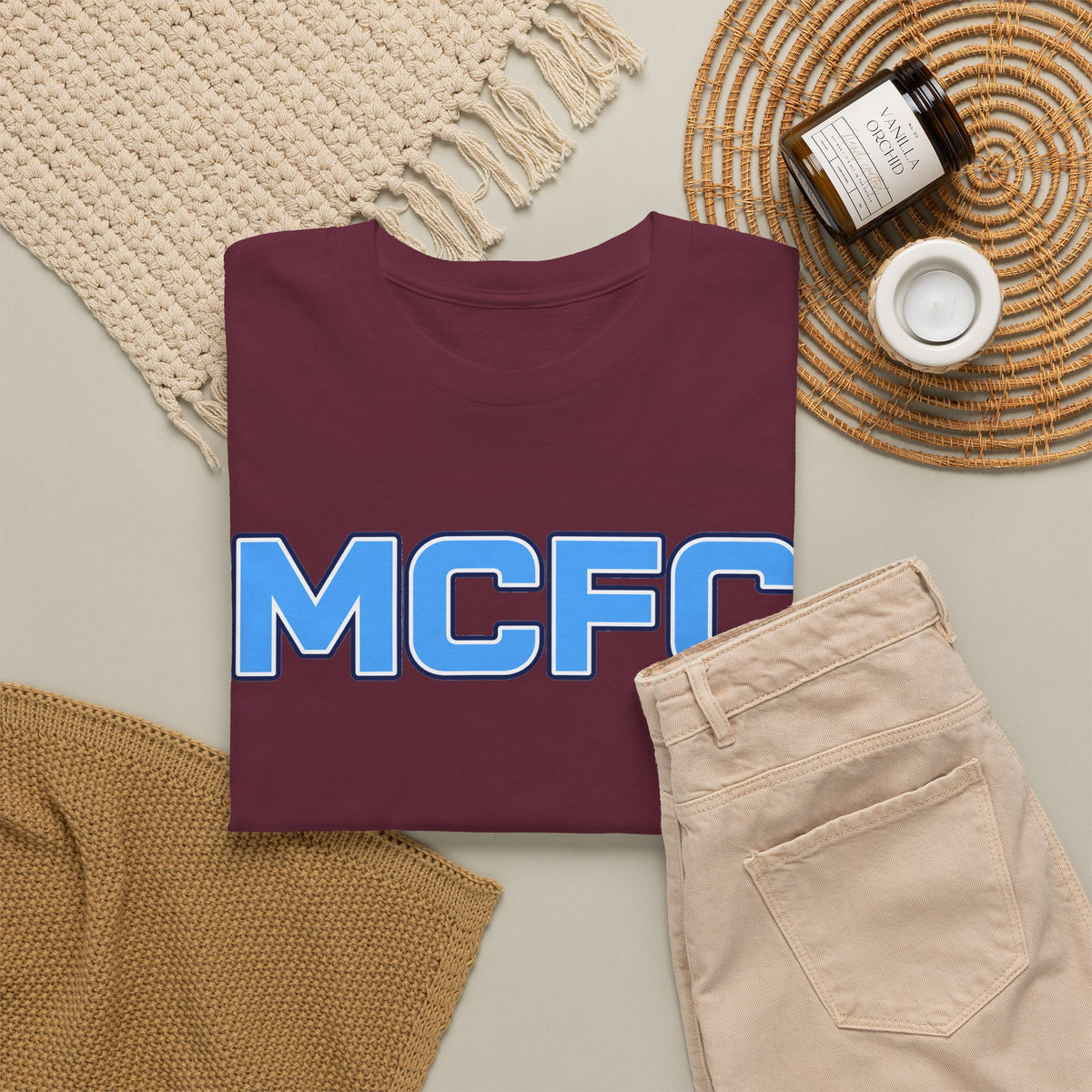 MCFC Logo Cotton T-Shirt — Light Blue Football Fan Tee