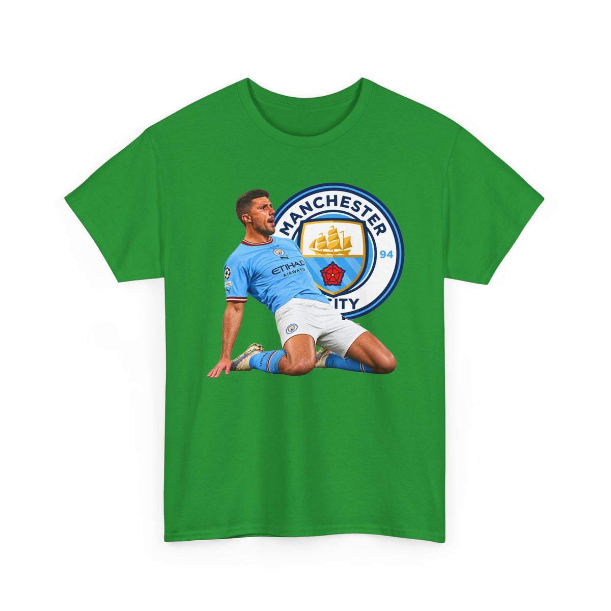 Rodri Manchester City Legend Cotton T-Shirt – Celebratory Slide Graphic Tee