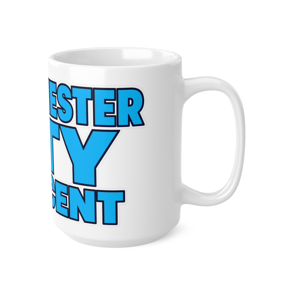 Manchester City Innocent Coffee Mug — Bold Blue Typography 11oz/15oz