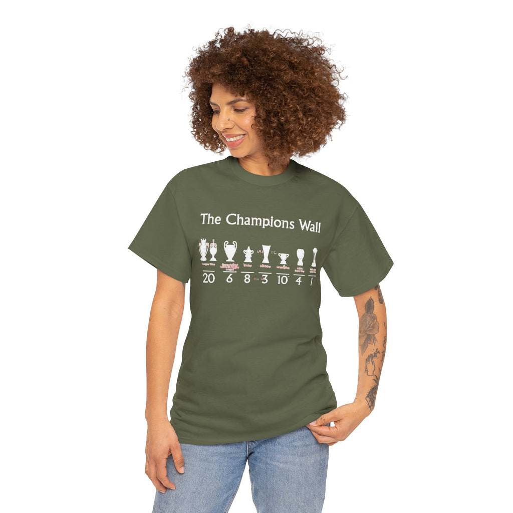 Liverpool The Champions Wall T-Shirt – Soccer/Football Trophy Timeline Tee