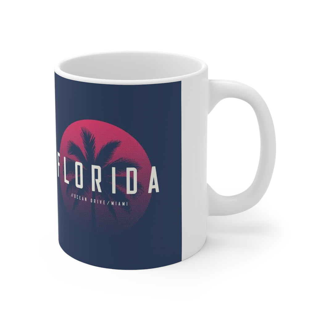 Florida Sunset Palm Coffee Mug – Retro Neon Palm Trees, 11oz & 15oz Ceramic