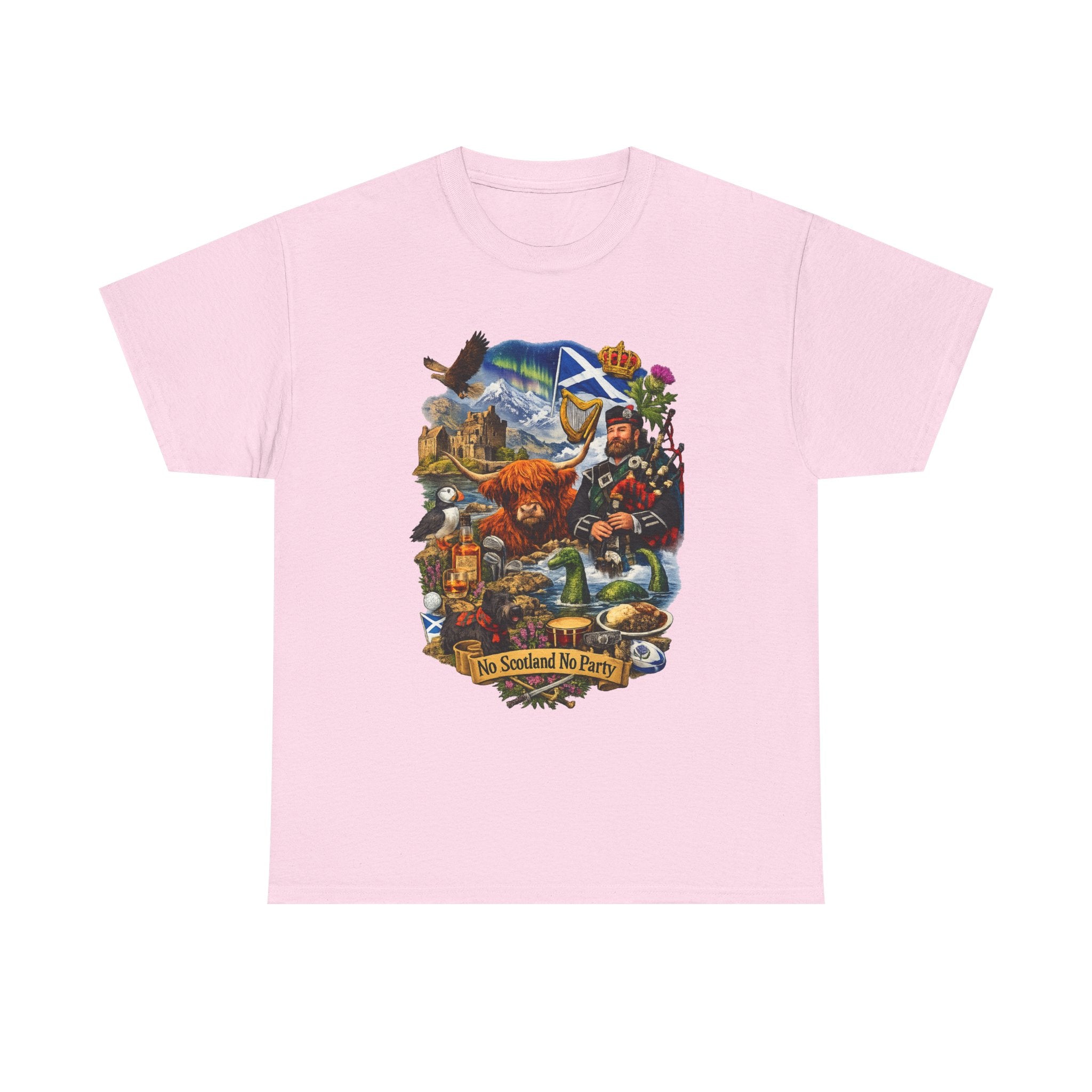 Scotland Collage T-Shirt — "No Scotland No Party" Scottish Heritage Tee