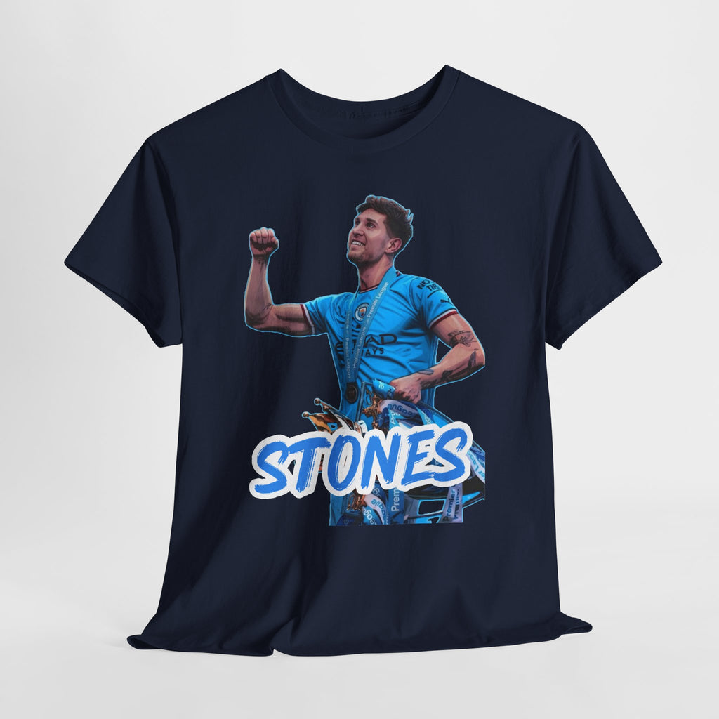 John Stones Manchester City Soccer Fan Tee — Blue Player Graphic T-Shirt