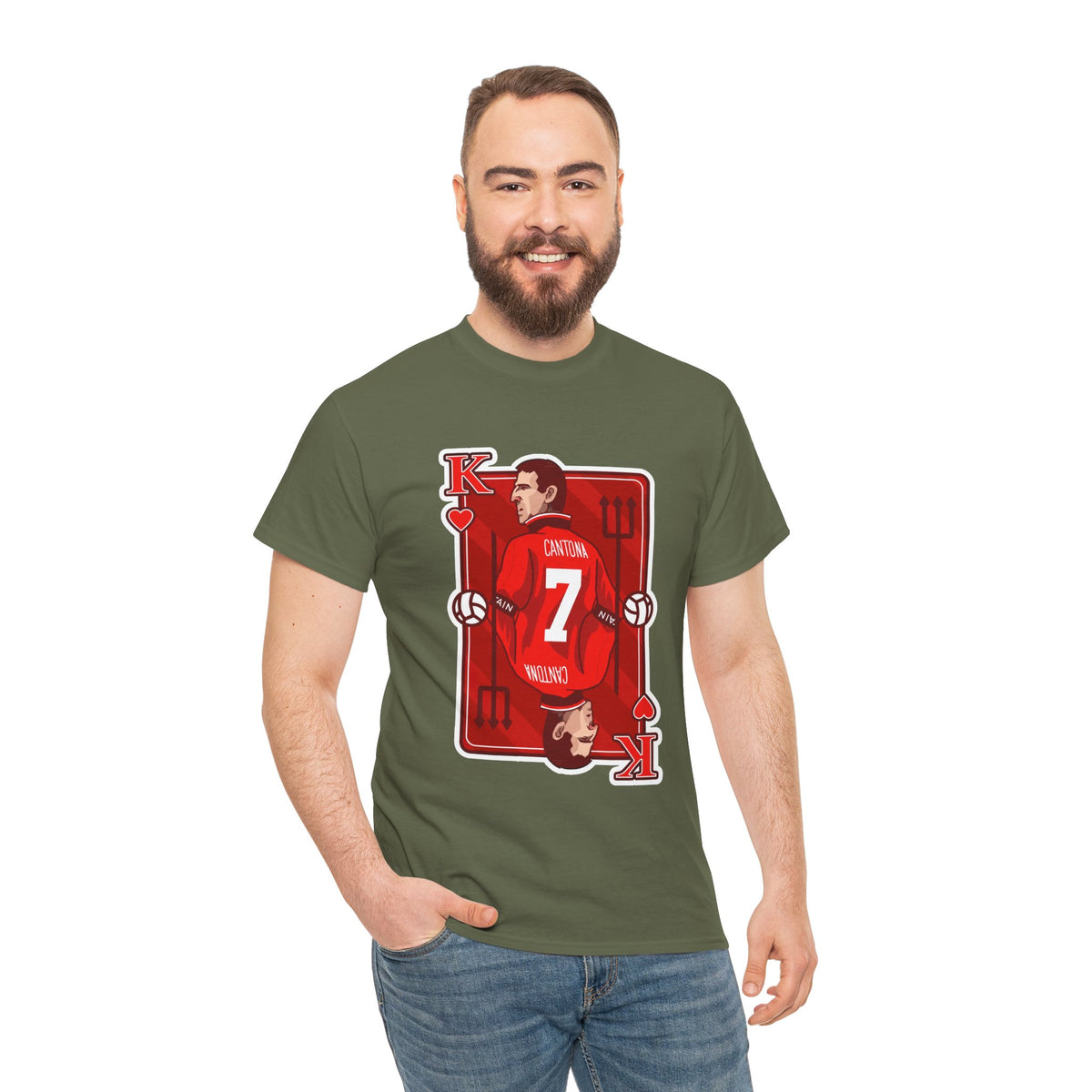 Cantona Playing Card Cotton T-Shirt / Tee — Number 7 Custom Jersey Design