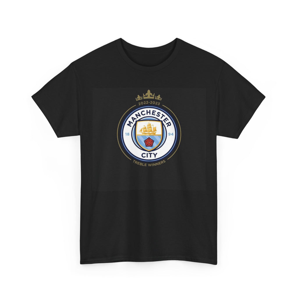 Manchester City Logo Treble Winners T-Shirt — Football Club Crest Tee