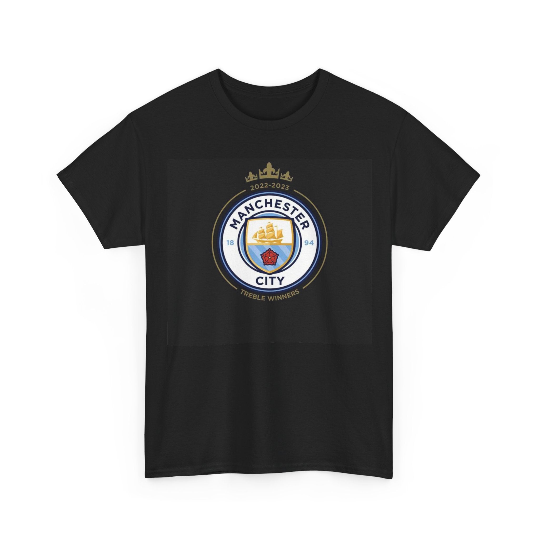 Manchester City Logo Treble Winners T-Shirt — Football Club Crest Tee