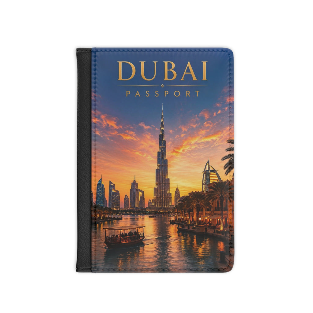 Dubai Skyline Passport Cover – Sunset Burj Khalifa Travel Passport Holder