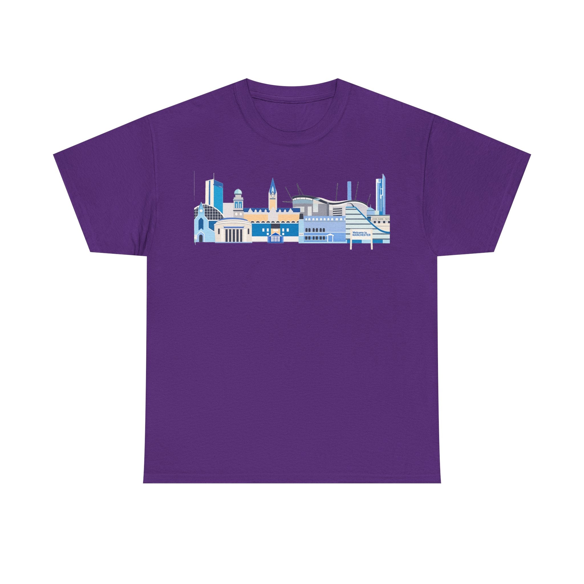 Manchester City Skyline Tee — Minimal Blue Urban Landscape T‑Shirt