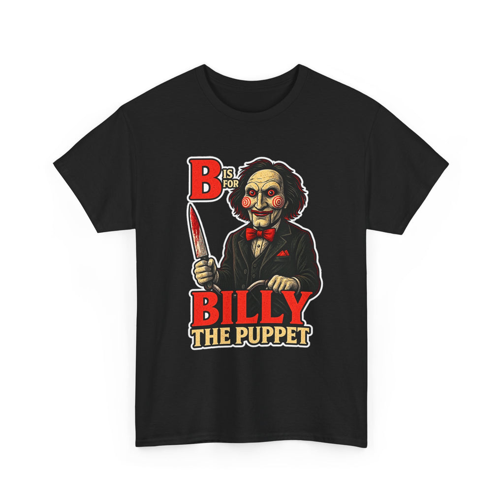 Billy the Puppet Horror Tee — Jigsaw-Style Killer Doll Graphic T-Shirt
