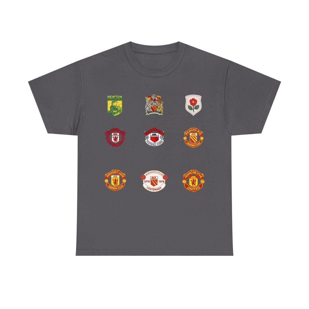 Manchester United T-Shirt — Vintage Football Club Badge Collage Tee