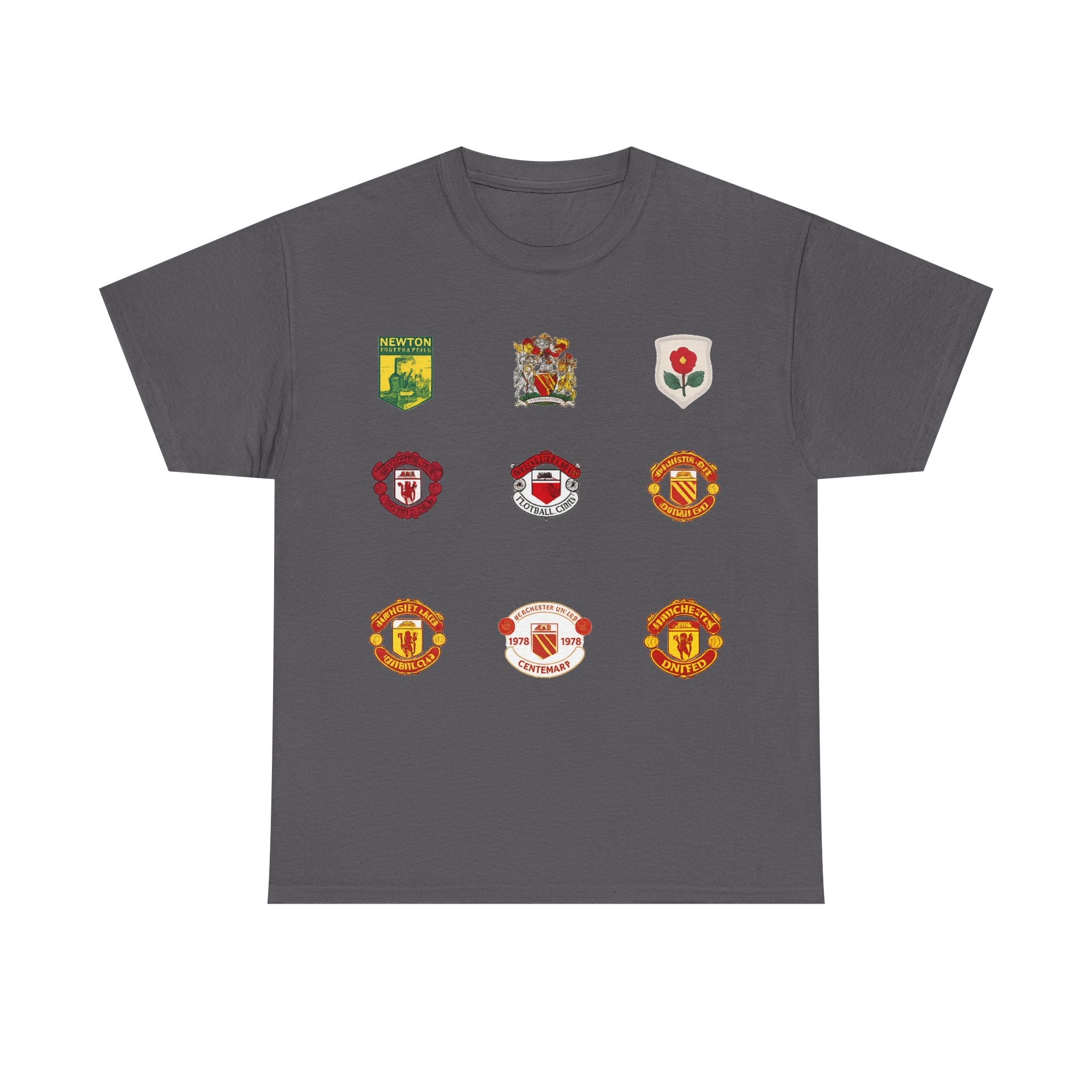 Manchester United T-Shirt — Vintage Football Club Badge Collage Tee