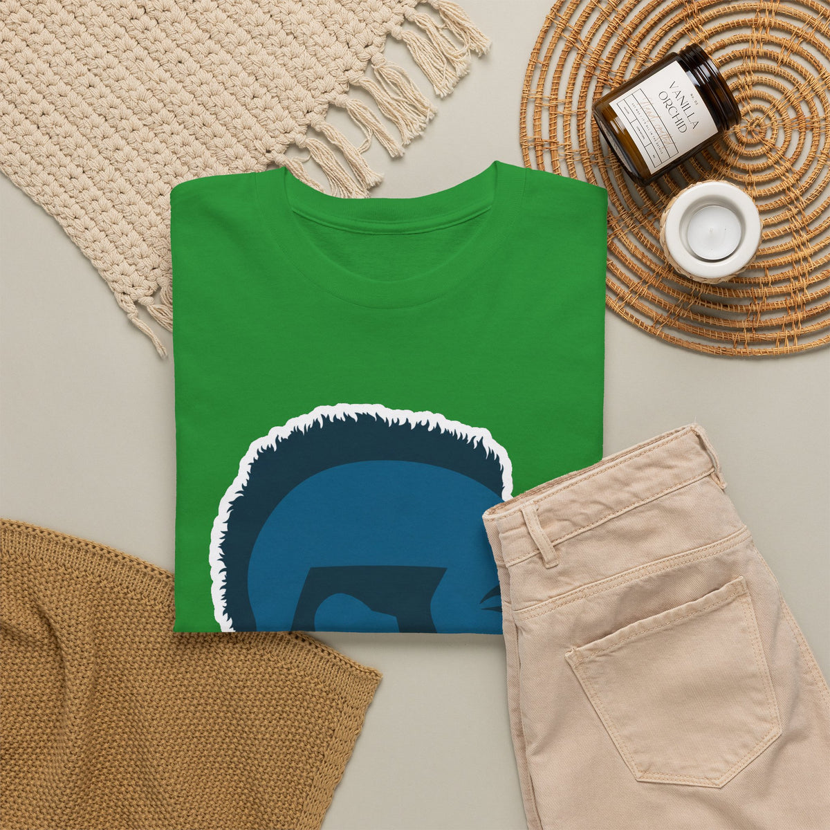 Mr T Profile Silhouette T‑Shirt – Blue Head & Gold Earring Graphic
