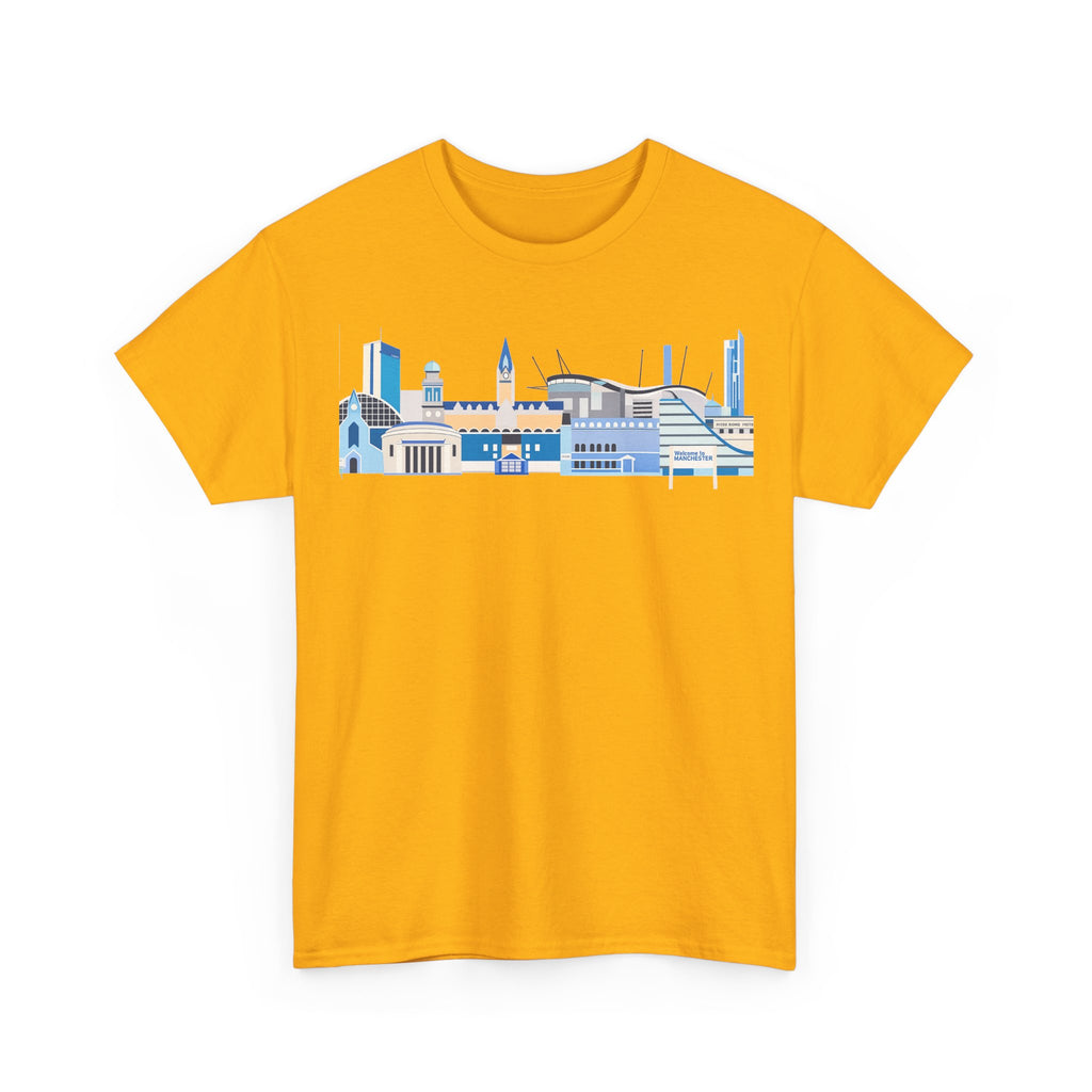 Manchester City Skyline Tee — Minimal Blue Urban Landscape T‑Shirt