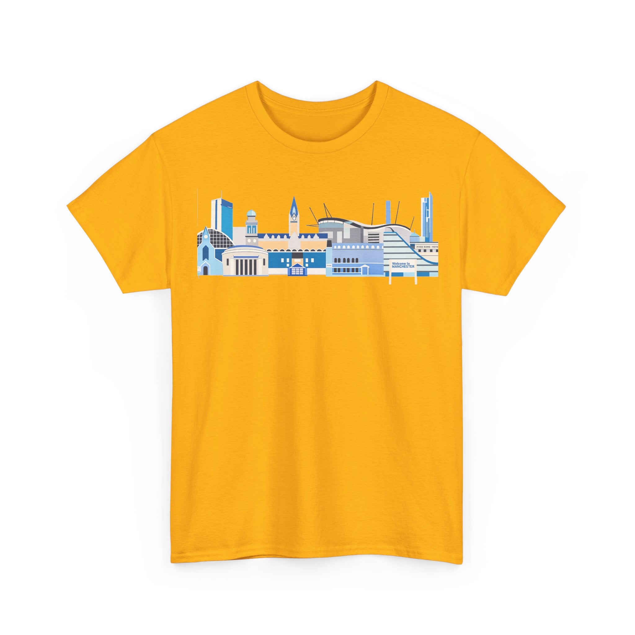 Manchester City Skyline Tee — Minimal Blue Urban Landscape T‑Shirt