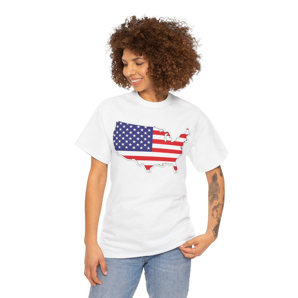 USA Flag Map T-Shirt — American Pride Graphic Tee for 4th of July