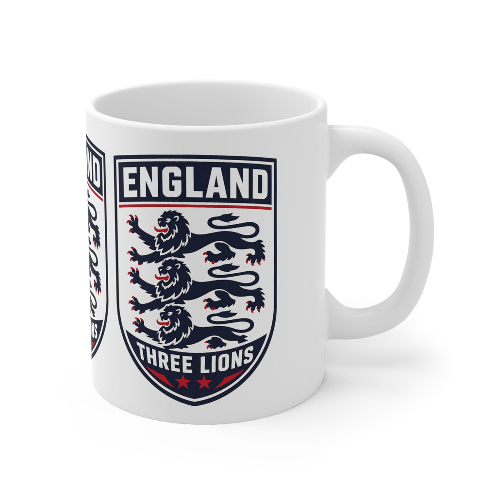 England Three Lions Ceramic Coffee Mug — 11oz & 15oz Football Fan Gift
