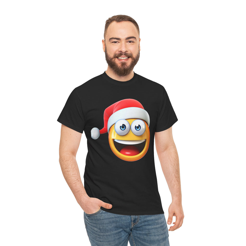 Christmas Emoji T-Shirt — Santa Hat Smiley Holiday Tee