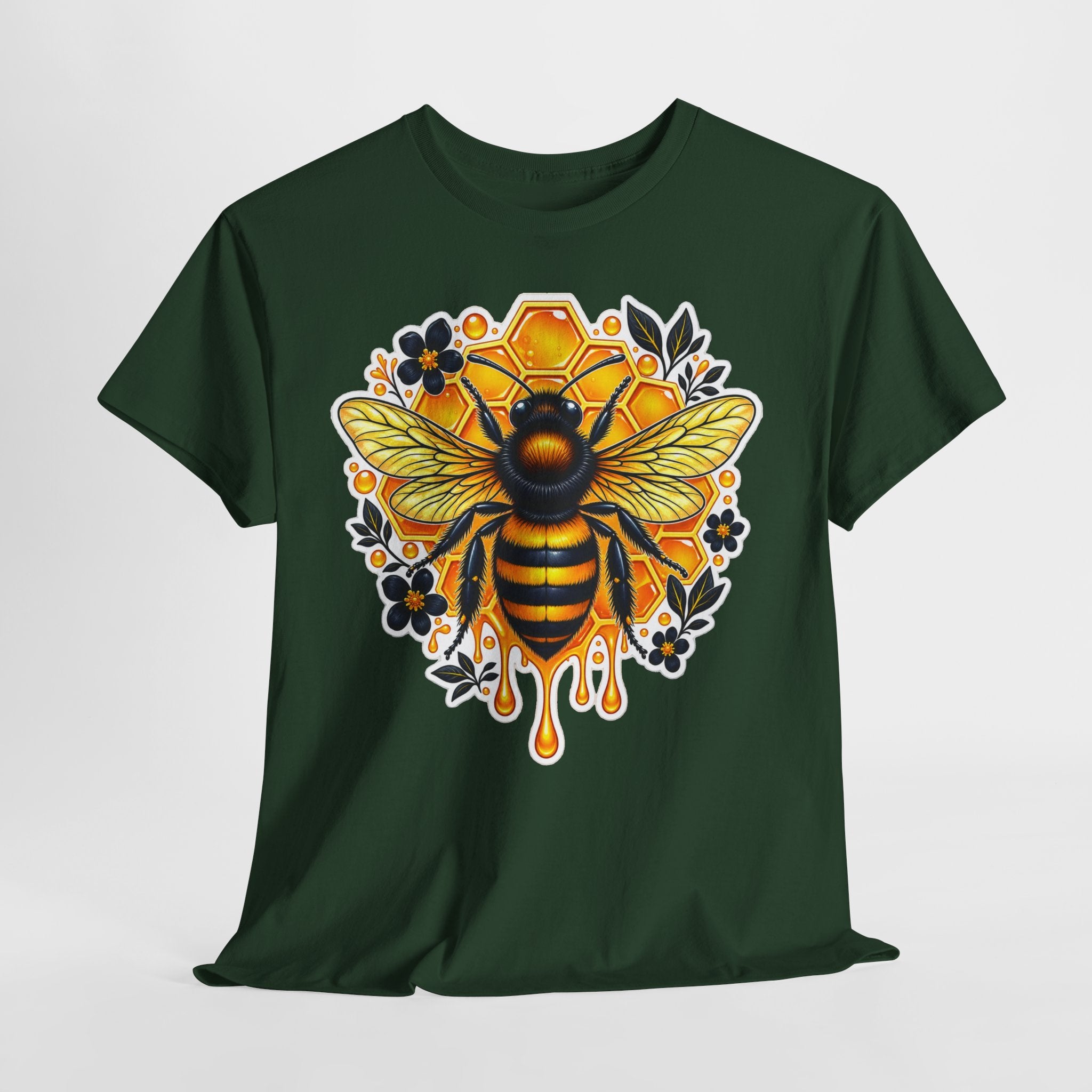 Manchester Bee Honeycomb T‑Shirt — Floral Dripping Honey Graphic Tee