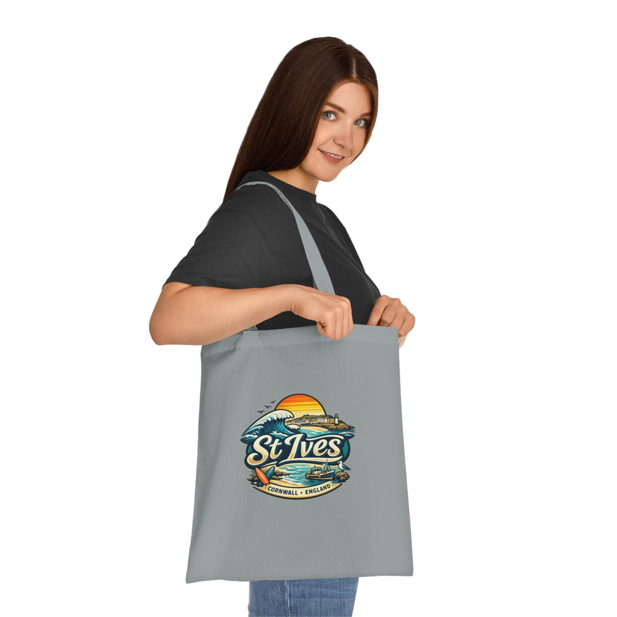 St Ives Beach Tote — Cornwall Surf Sunset Cotton Tote Bag