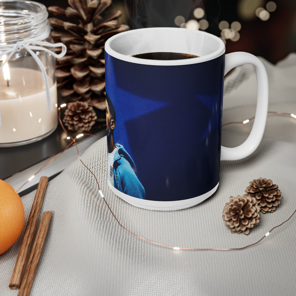Jude Bellingham England Soccer Star Portrait Coffee Mug — Blue Star Ceramic Cup (11oz/15oz)