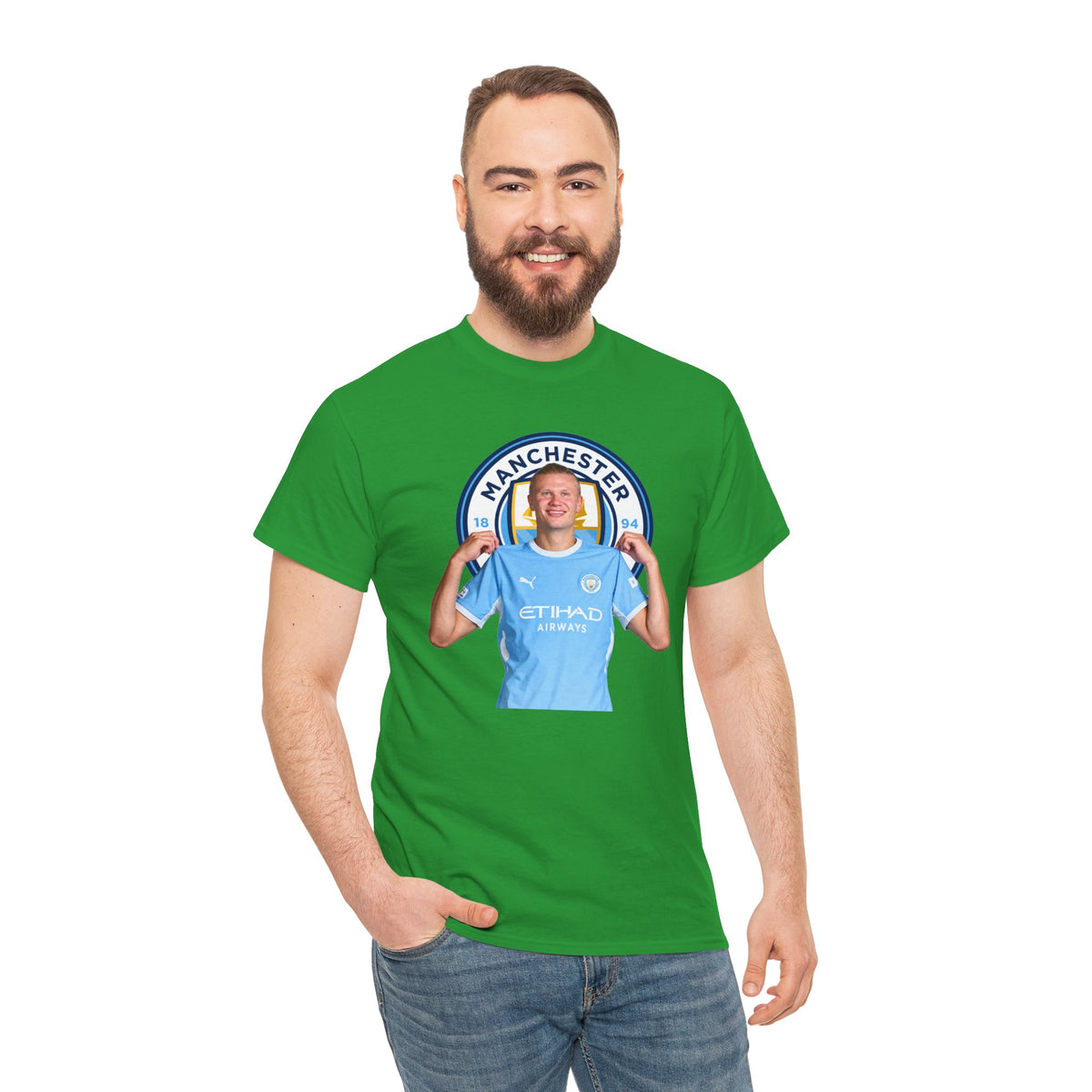 Manchester City Erling Haaland Inspired Cotton T-Shirt Tee — Player Celebratory Graphic T-Shirt