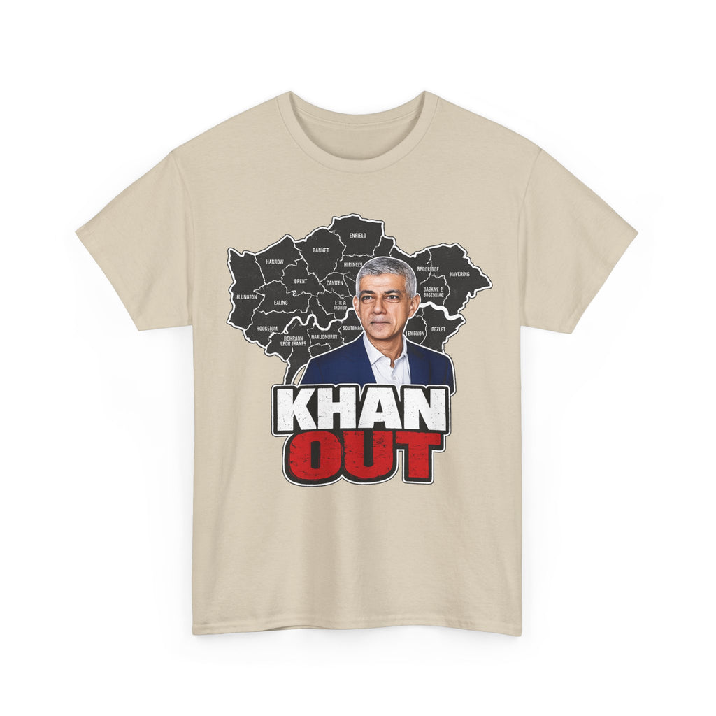 Sadiq Khan Out" Political Protest Tee with Sadiq Khan Graphic T-Shirt