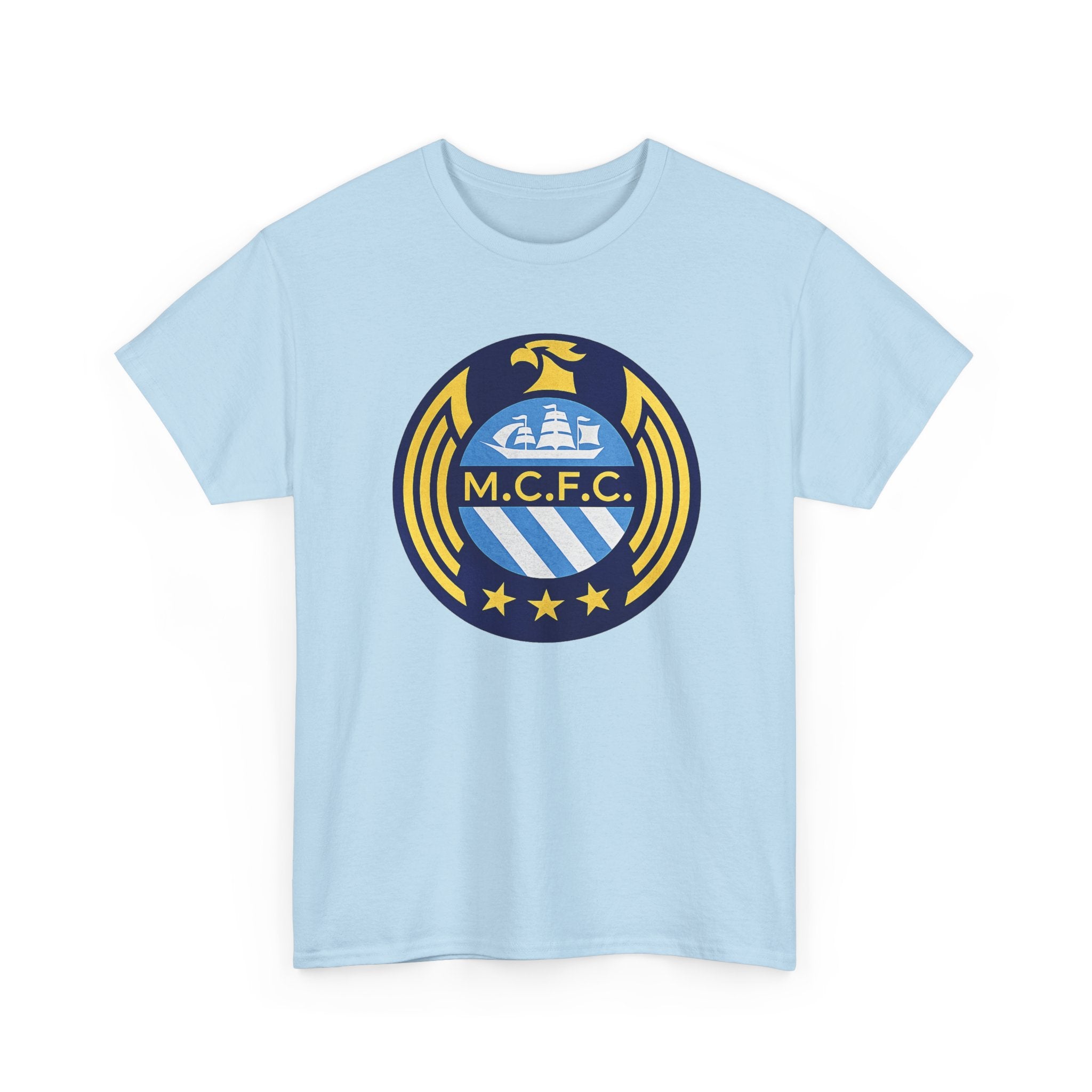 MCFC Crest T-Shirt — Vintage Blue & Gold Soccer Tee