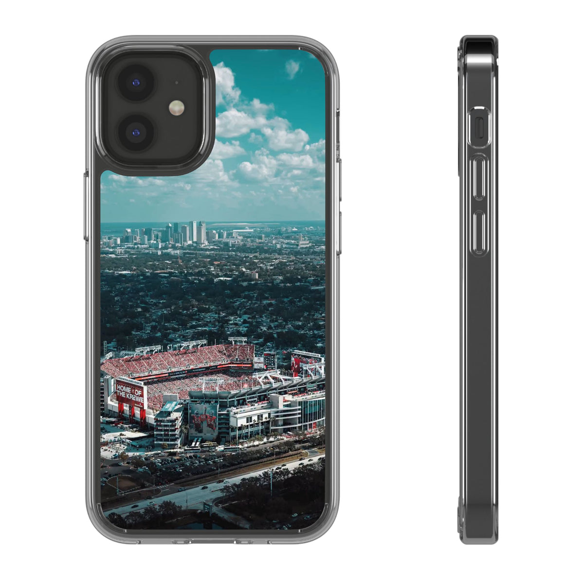 Tampa Bay Raymond James Stadium Clear Phone Case — Aerial City Stadium Design