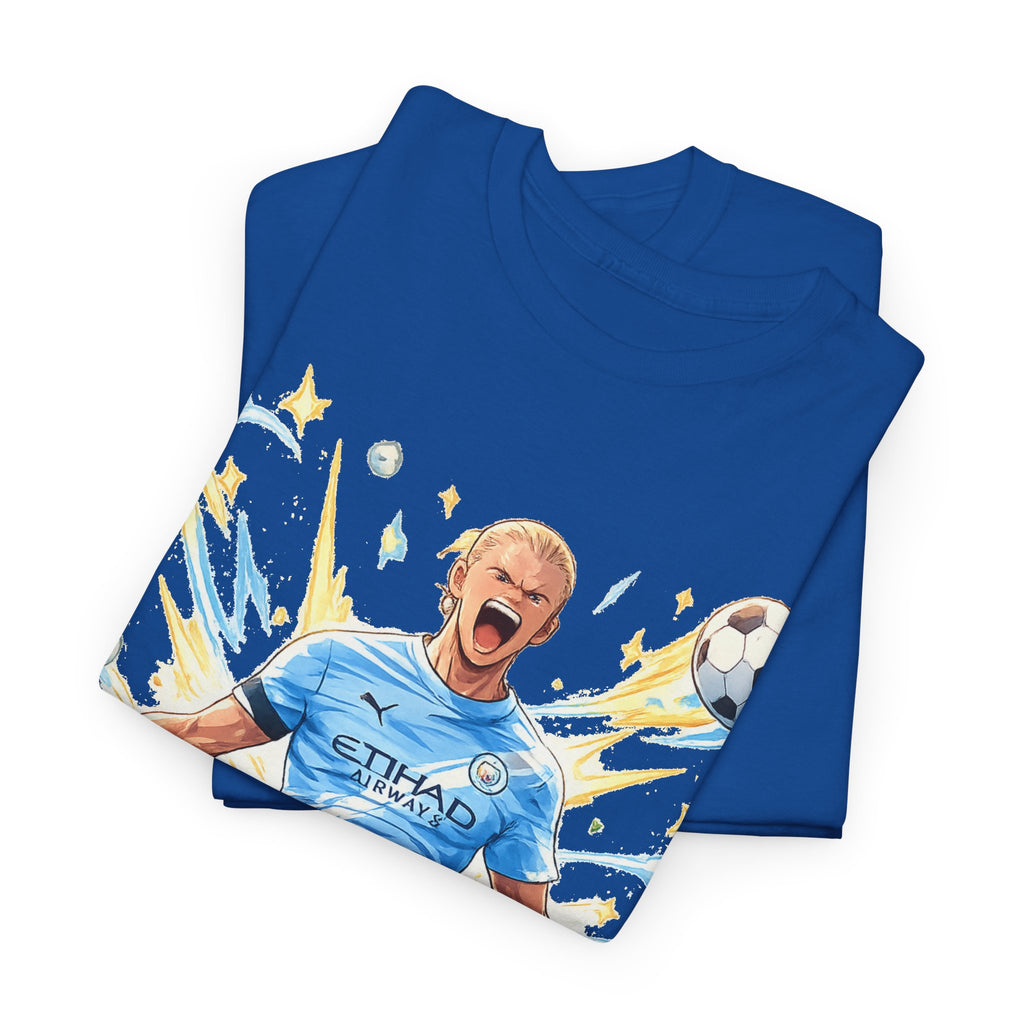 Erling Haaland Anime Fan Tee — Celebratory Football Player Graphic T-Shirt
