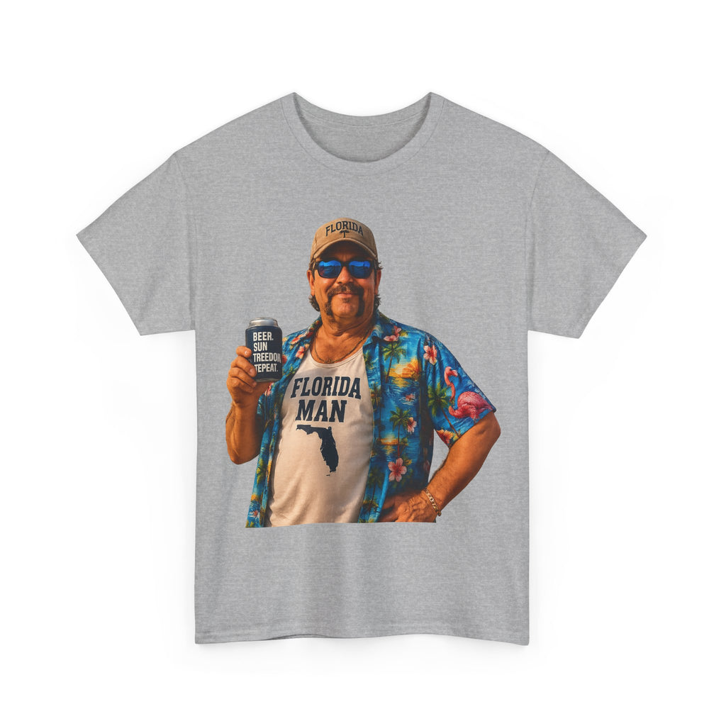 Florida Man Graphic Tee — Funny Vacation Shirt with Hawaiian Shirt Design