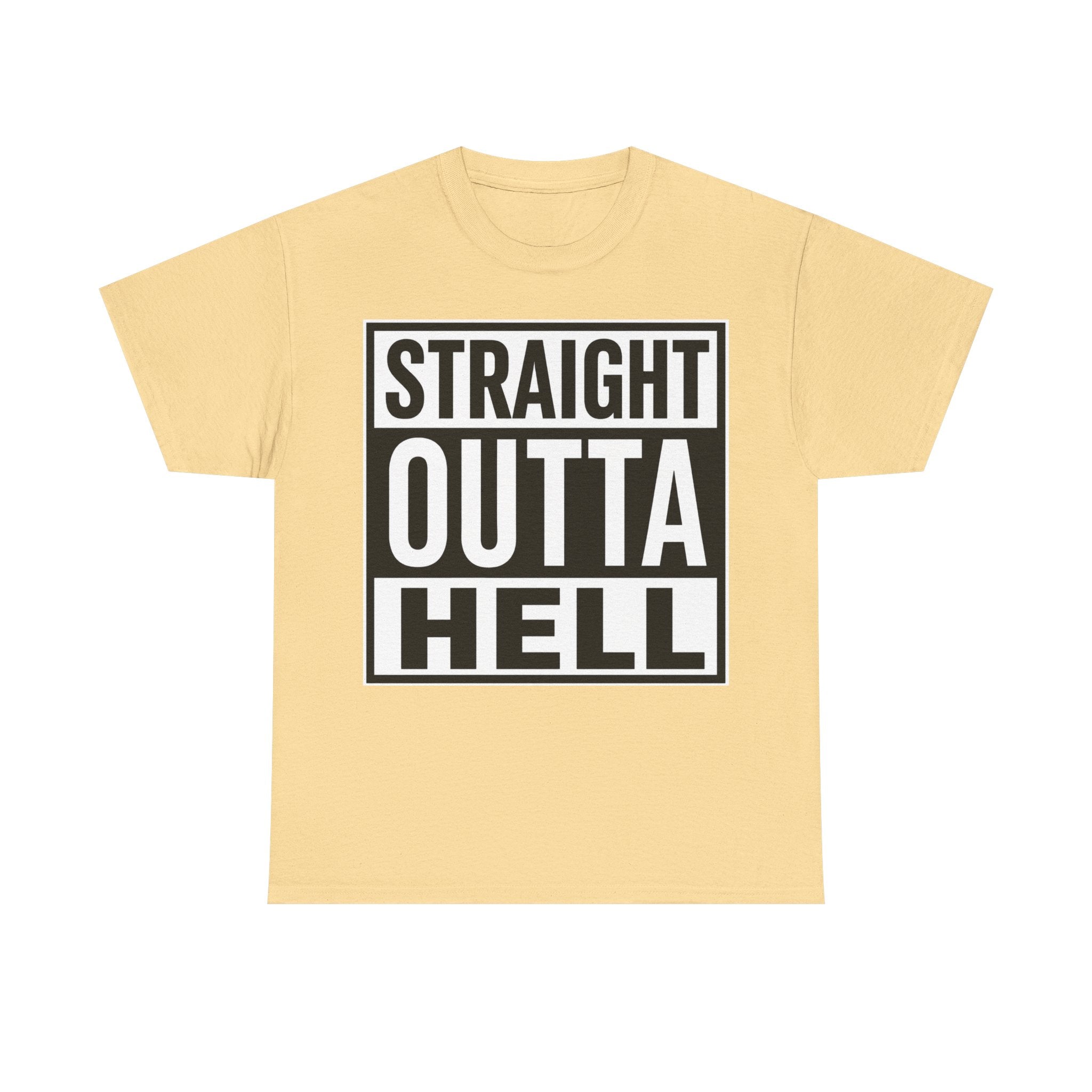 Straight Outta Hell T-Shirt — Bold Gothic Graphic Tee