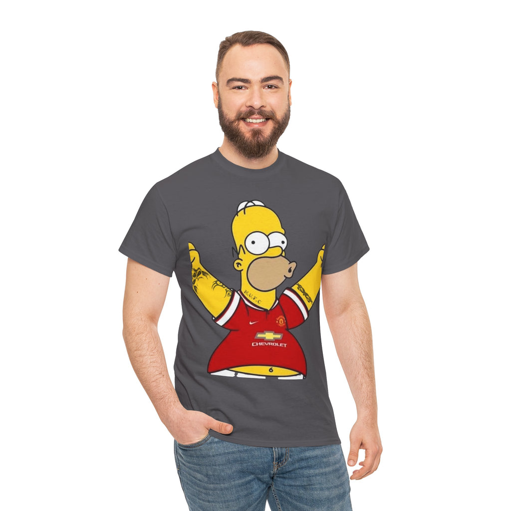 Homer Simpson Manchester Fan T-Shirt — Cartoon Football Supporter Tee