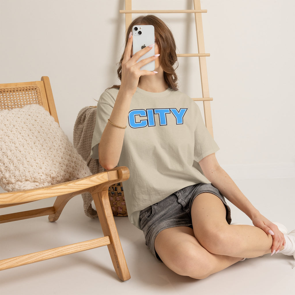 CITY Graphic Tee — Retro Man City Inspired Blue Block Letter T-Shirt