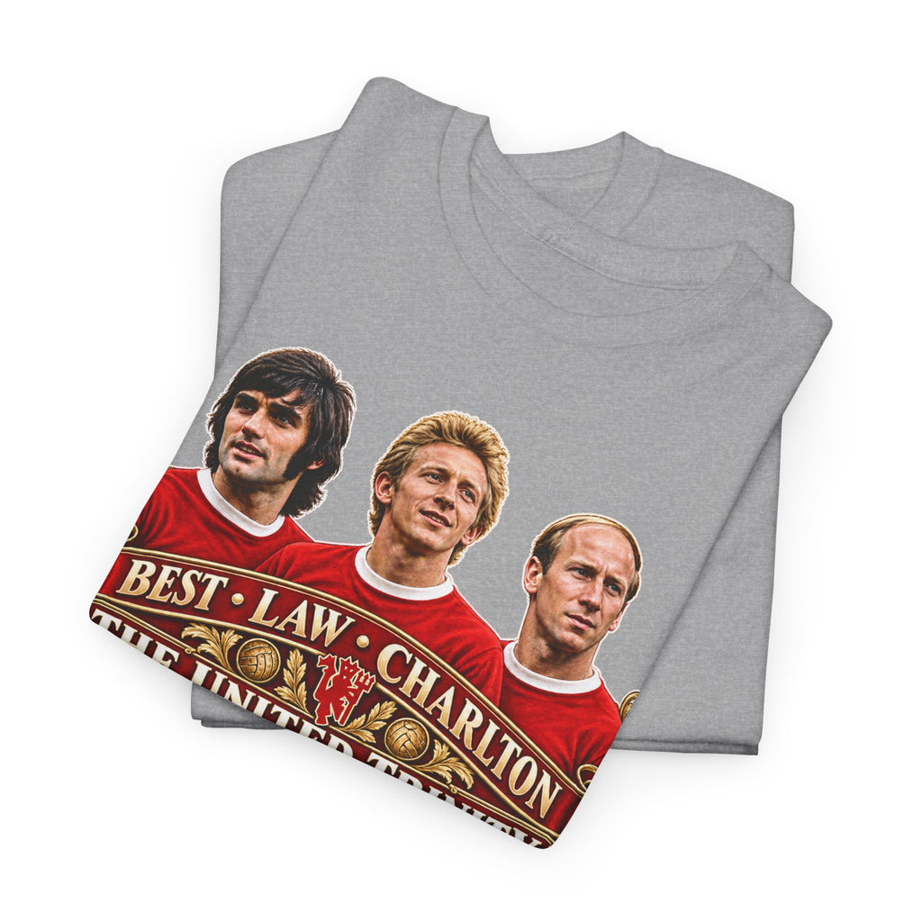 T-Shirt — 'The United Trinity: Best · Law · Charlton' Vintage Football Tribute Tee